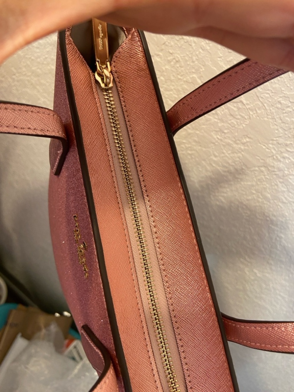 KATE SPADE Pink Glitter Small Tote Purse with Shoulder Strap New without Tags - Picture 13 of 16